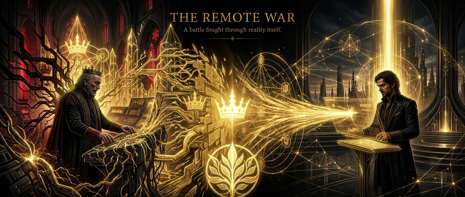 Approved historical scene of remote war in gold light.